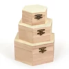 Set drvenih kutija - 3 kom, šesterokutne, 16x16x8 / 13x13x6 / 9x9x5 cm