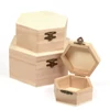 Set drvenih kutija - 3 kom, šesterokutne, 16x16x8 / 13x13x6 / 9x9x5 cm