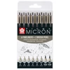 Sakura Pigma Micron set flomastera i kista za tehničko crtanje - 6+2 kom, nijanse sive