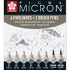 Sakura Pigma Micron set flomastera i kista za tehničko crtanje - 6+2 kom, nijanse sive