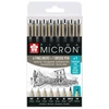 Sakura Pigma Micron set tehničkih flomastera za crtanje, markera s kistom i flomastera - 6+1+1 kom