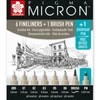 Sakura Pigma Micron set tehničkih flomastera za crtanje, markera s kistom i flomastera - 6+1+1 kom