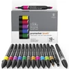 Promarker Brush dvostrani set alkoholnih kistova od filca - 12+1 kom, živih tonova