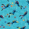 Tkanina za patchwork - Makower - Deep Blue Sea 138/B2 Divers light blue