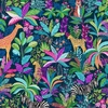 Tkanina za patchwork - Makower - Tropica 146/B Wildlife blue
