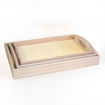 Set drvenih pladnjeva, 3 komada - cigla, 34,5x23x5/32x20,5x4,5/30x18x4 cm