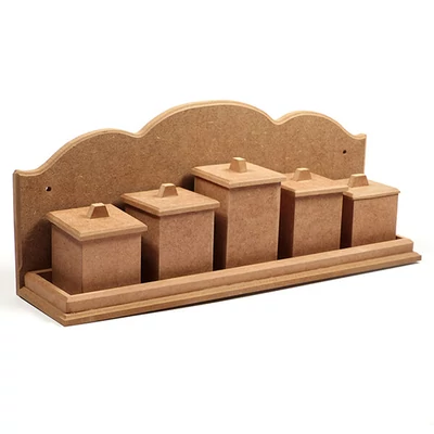 MDF stalak za začine - 5 odjeljaka, 41x10,5x17 cm