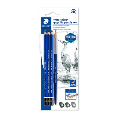 Set grafitnih olovaka s kistom, Staedtler, Design Journey, Lumograph, akvarel - 3 kom