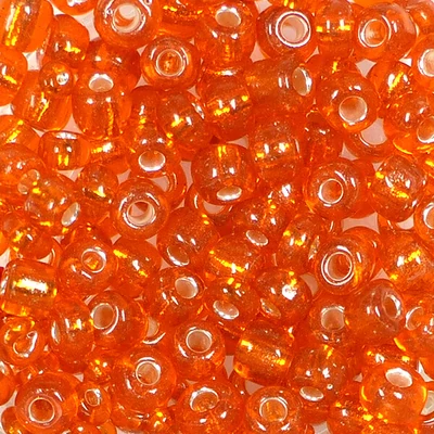 Perla za kašu, prozirna, sa srebrnom postavom, 4 mm - narančasta