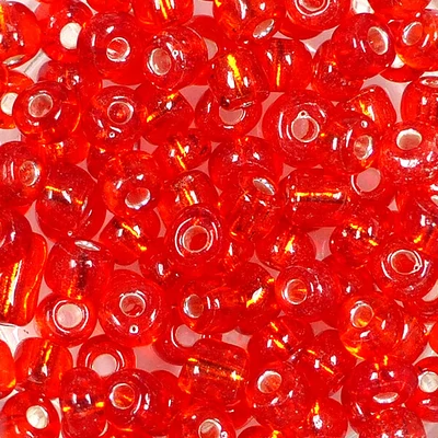 Perla za kašu, prozirna, sa srebrnom postavom, 4 mm - crvena