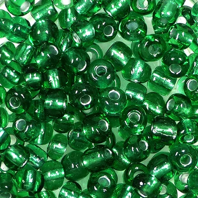 Perla za kašu, prozirna, sa srebrnom postavom, 4 mm - tamno zelena