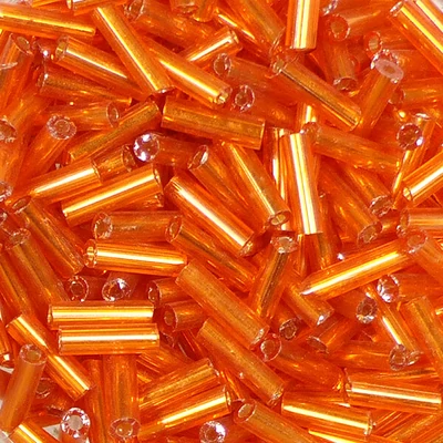 Slamnati perla, prozirna, sa srebrnom postavom, 6 mm - narančasta
