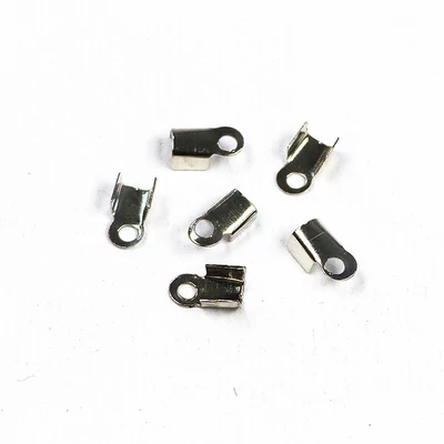 Kožna završna kapa, četvrtasta - rodij, 3x6 mm
