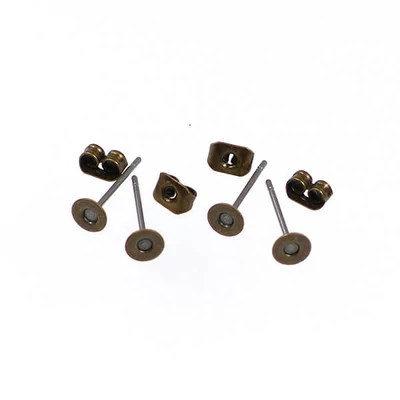 Baza naušnica, utikač - antik, 4 mm, 2 para