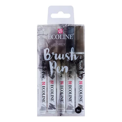 Talens Ecoline Brush Pen set akvarelnih kistova - 5 kom, siva