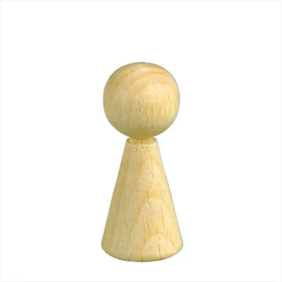 Drveno tijelo lutke s glavom - 2x5 cm, 1 lutka stožastog oblika