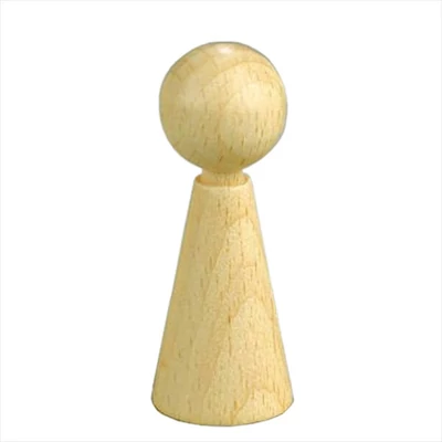Drveno tijelo lutke s glavom - 2,3x6 cm, 1 lutka stožastog oblika