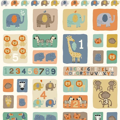 Patchwork tkanina - Makower- Baby Jungle 1736-1 Panel, 30cm