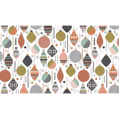Patchwork tkanina - Makower- Christmas Modern Metallic 1801/W Baubles