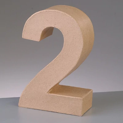 Papir mache broj - 2, 10 cm