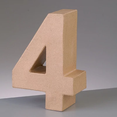 Papir mache broj - 4, 10 cm