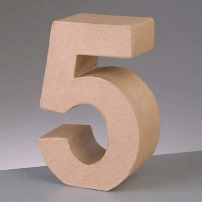 Papir mache broj - 5, 10 cm