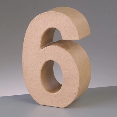 Papir mache broj - 6, 10 cm