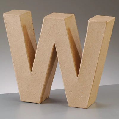 Papir mache slovo - W, 10 cm