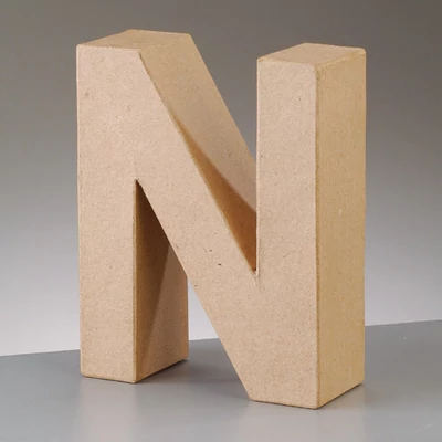 Papir mache slovo - N, 10 cm