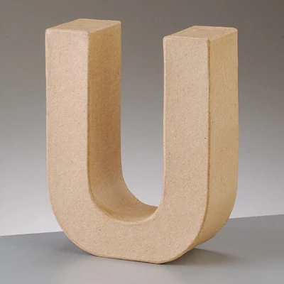 Papir mache slovo - U, 10 cm