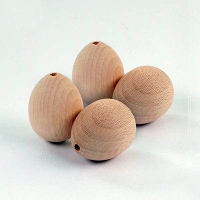 Drveno jaje, drveno jaje sa rupama - 4x2,7 cm, 4 kom