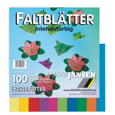 Origami papir, u boji - 70 g, 100 listova, 20x20 cm
