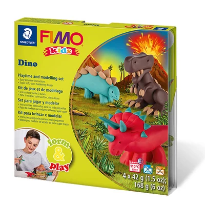 FIMO Kids set pečena glina, Form &amp;amp; Play - 4x42 g - dino