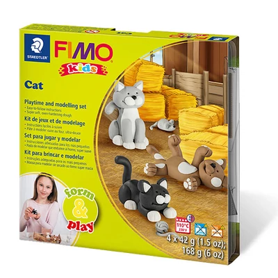 FIMO Kids set pečena glina, Form &amp; Play - 4x42 g - mačke