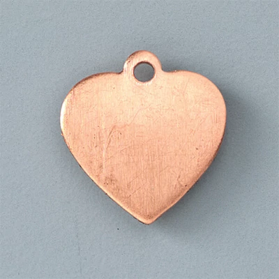 Vatreni emajl privjesak baza od crvenog bakra - srce, 16x15 mm
