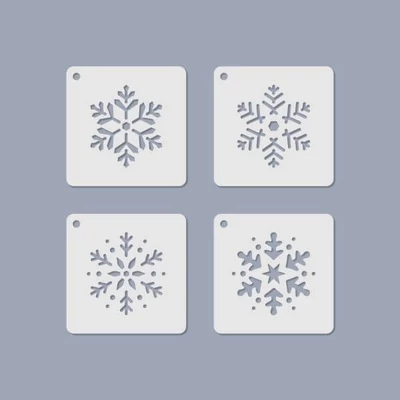 Set šablona, šablona za nakit, 6,5x6,5 cm, 4 vrste - Pahuljica