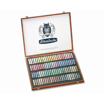 Schmincke set praškastih pastelnih kreda - 100 kom, drvena kutija
