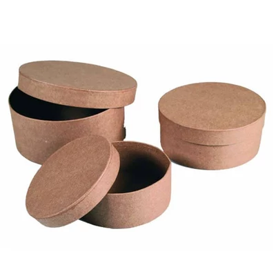 Paper mache box set - okrugli, 3 kom