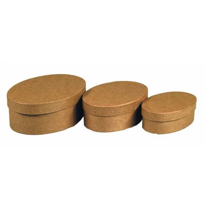 Paper mache box set - ovalni, 3 kom