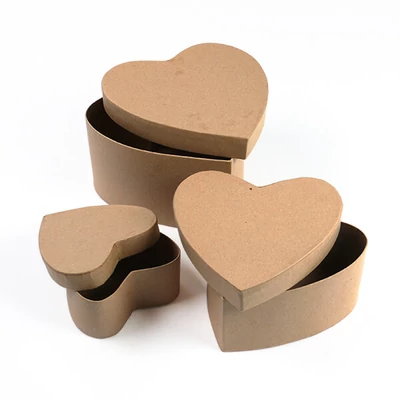 Paper mache box set - srce, 3 kom