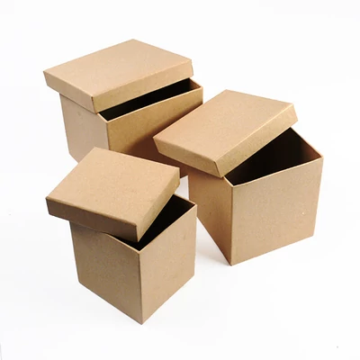 Paper mache box set - kvadratni, 3 kom