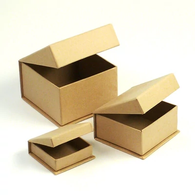 Paper mache box set - ukrašen draguljima, 3 kom