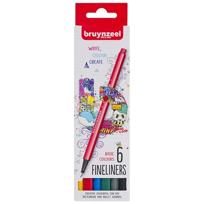 Bruynzeel Fineliner set flomastera - 6 kom, osnovne boje