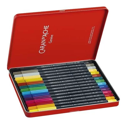 Caran d'Ache Fibralo Brush Pen set - 15 kom, metalna kutija
