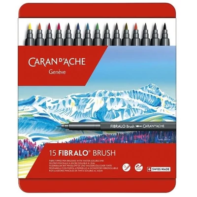 Caran d'Ache Fibralo Brush Pen set - 15 kom, metalna kutija
