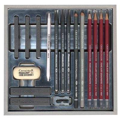 Grafitni set za crtanje Cretacolor Silver Box, 17 komada, drvena kutija