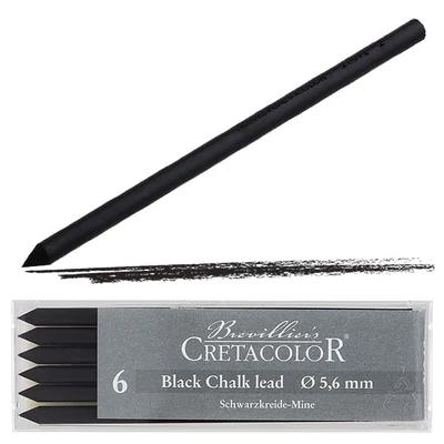 Cretacolor umetak za nalivpero, 5,6 mm - crni pastel, 6 kom