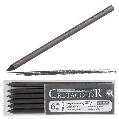 Cretacolor umetak za nalivpero, 5,6 mm - grafit, 4B, 6 kom