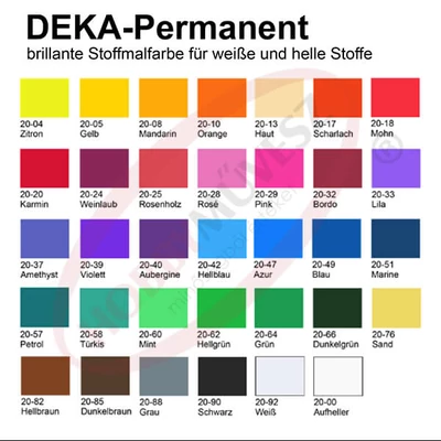 Deka Trajna boja za tekstil za svijetle materijale - u raznim bojama