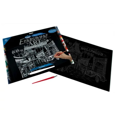 Set za ručno graviranje slika s ručnom olovkom, 29x39 cm - Hollywood, srebro